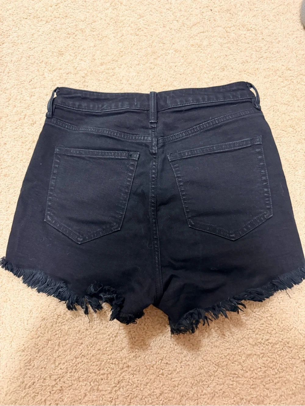We The Free Black Distressed Denim Shorts